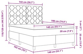 Cama Box com Colchão vidaXL Verde Escuro 140x190 cm Veludo
