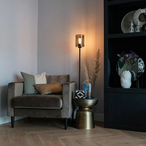 Candeeiro de pé design preto com vidro fumê - Dome
