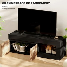 Móvel de TV 140 x 40 x 48 cm com 2 portas para televisores até 60 polegadas, com armário e prateleira aberta, preto