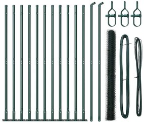 Conjunto de Cercas Conjunto de 2 Verde Aço com Revestimento a Pó