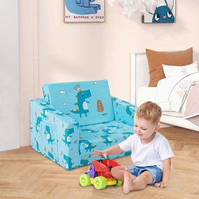 Sofá infantil conversível 2 em 1, poltrona infantil em tecido maciço de veludo, poltrona dupla reclinável para quarto e sala de jogos