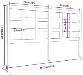 Cabeceira de cama 165,5x4x100 cm pinho maciço preto