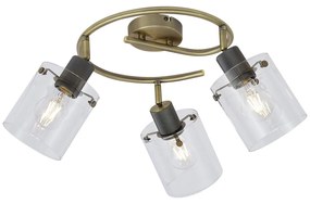 Foco de teto de design bronze com vidro transparente redondo 3-luzes - Domo Moderno