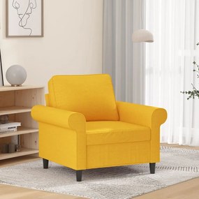 vidaXL Poltrona 60 cm tecido amarelo-claro