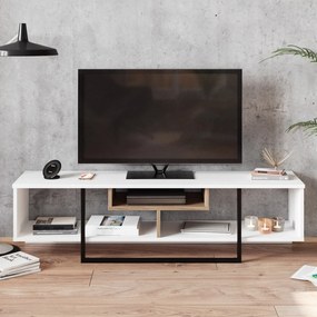 Móvel TV Asal – Branco Preto Carvalho – 149,4x40,2x35,2 cm