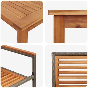 Conjunto de Jantar de Jardim 7 pcs Cinzeto 180 x 90 x 75 cm