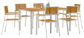 Conjunto de Jantar de Jardim vidaXL 7 Peças de Madeira Sólida de Acáci
