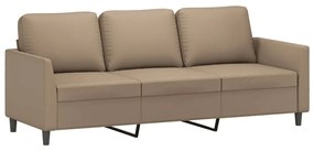 3 pcs conjunto sofás c/ almofadões couro artificial cappuccino