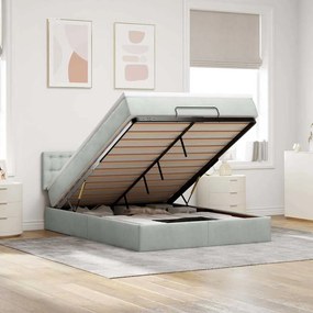 vidaXL Estrutura de cama otomana com colchão 140x190 cm cinzento claro