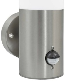 Luz de Parede Externa vidaXL com Sensor em Aço Inoxidável Prateado IP4