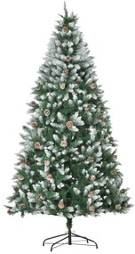 HOMCOM Árvore de Natal Artificial Ø105x210cm com 1440 Pontas de PVC e 75 Pinhas Base Dobrável e Suporte de Aço Decoração de Natal | Aosom Portugal