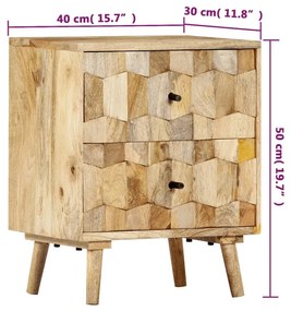 Mesa de cabeceira 40x30x50 cm madeira de mangueira maciça
