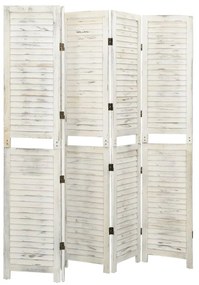 Biombo com 5 painéis 178,5x166 cm madeira branco antigo