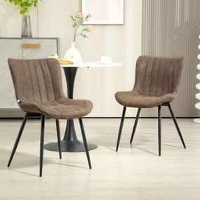 Conjunto de 2 cadeiras de jantar com design moderno e estofadas 49 x 61 x 80,5 cm, para sala de estar, sala de jantar ou quarto, em castanho