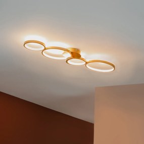 Candeeiro de teto dourado com LED 3 níveis de dimmer 4 luzes - Lupolo