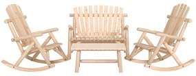 4 pcs conjunto lounge de jardim madeira de abeto maciça