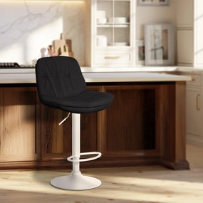 Banco de bar em tecido com estrutura branca 92-113 x 46 x 54 cm preto