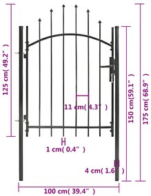 Portão de jardim 1x1,15 m aço preto