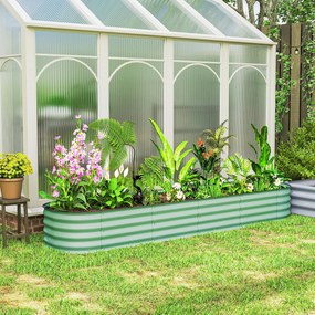 Floreira elevada de jardim em aço 240 x 62 x 30 cm, modular, para legumes, plantas e flores verde
