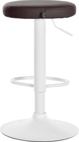 Conjunto de 2 bancos altos em couro sintético de estrutura branca 60-81 x 38,5 cm castanho