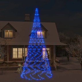 343548 vidaXL Árvore de Natal mastro de bandeira 3000 LEDs 800 cm azul