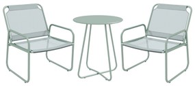 Outsunny Conjunto de Móveis de Jardim com 1 Mesa Redonda e 2 Cadeiras Estrutura de Aço e Apoio para os Braços Verde