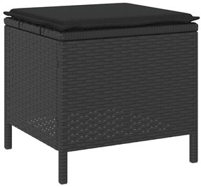 Conjunto de Jantar para Jardim de 3 Peças com Almofadas Preto Rattan P