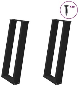 Pés de mesa de console em forma de U, 2 peças, preto, 28x(72-73) cm, a