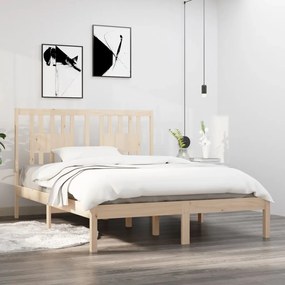 Estrutura de cama dupla pequena 4FT 120x190 cm madeira maciça