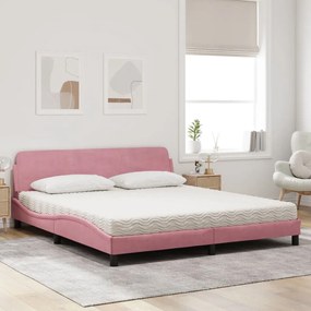 Cama com colchão 180x200 cm veludo rosa