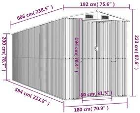 Abrigo de jardim 192x606x223 cm aço galvanizado verde