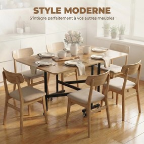 Mesa de Jantar Dobrável com Rodas, 120 x 80 x 73 cm (CADEIRAS NÃO INCLUIDAS), 2 Abas Rebatíveis, Branco