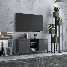 vidaXL Móvel de TV com pernas em metal 103,5x35x50 cm cinzento