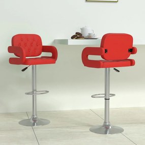 vidaXL Bancos de bar 2 pcs couro artificial vermelho