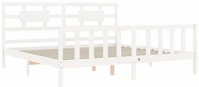 Cama sem colchão 200x200 cm madeira de pinho maciça branco