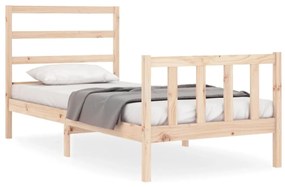 Estrutura de cama com cabeceira 90x190 cm madeira maciça