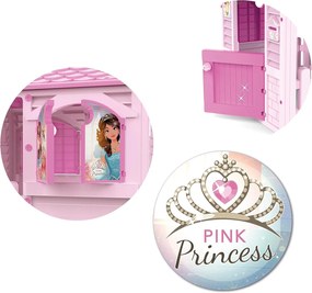 Casa de brincar da princesa cor-de-rosa, adequada para interiores e exteriores, inclui autocolantes para decoração, feita de plástico resistente e dur