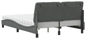Cama com colchão 120x200 cm tecido cinzento-escuro