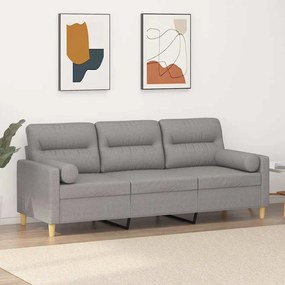 vidaXL Sofá 2 lugares c/ almofadas/almofadões 120cm tecido cinza-claro