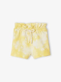 Agora -15%: Calções tie-dye, em moletão, para bebé amarelo claro liso