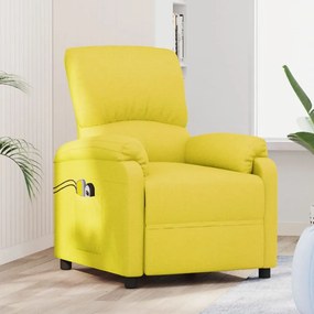 vidaXL Poltrona elevatória de massagens tecido amarelo-claro