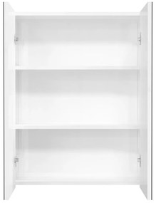 Armário espelhado p/ casa banho 60x15x75cm MDF branco brilhante