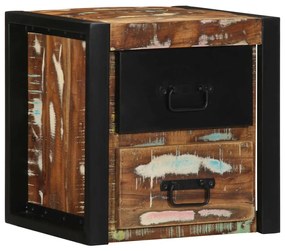 Mesa de cabeceira multicor 40x35x40cm madeira maciça recuperada