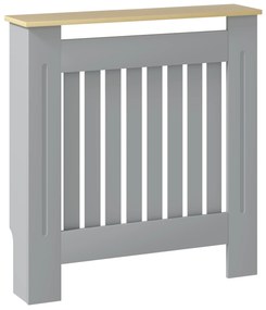 HOMCOM Cobertura Radiador 78x19x83 cm de MDF e Melamina de Madeira com Dispositivo Anti-Tombo e Desenho Moderno Cinza