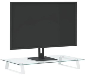 Suporte para monitor 60x35x8 cm vidro temperado e metal branco