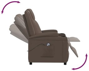 Poltrona elevatória couro artificial castanho