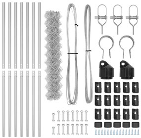 Cerca de Chain Link com 7 Postes 1.6x10 m Aço Galvanizado