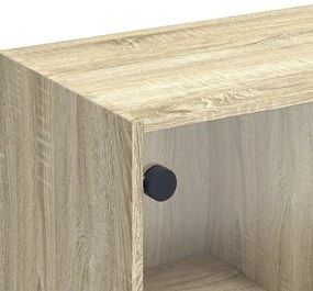 Móvel de TV c/ portas de vidro 102x37x42 cm carvalho sonoma