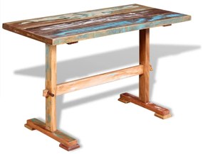 Mesa de jantar pedestal 120x58x78 cm madeira recuperada maciça