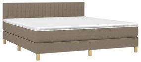 Cama box spring colchão/LED 160x200 cm tecido cinza-acastanhado